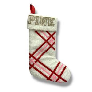 Victoria's Secret PINK Sherpa Plaid Christmas Holiday Stocking